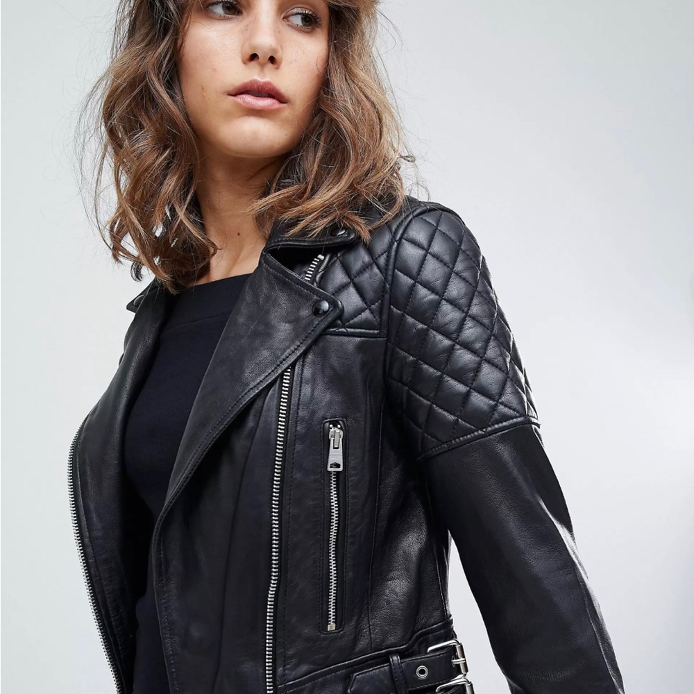 Allsaints Leather Jacket Women Black
